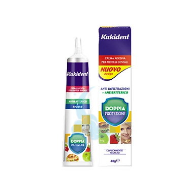 Kukident Linea Protesi Dentali Doppia Protezione Crema Adesiva Protettiva 40 g