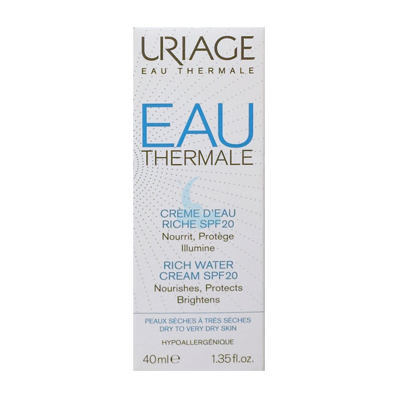 Uriage Linea Eau Thermale Crema Ricca all'Acqua SPF20 Nutriente Rigenerante 40ml